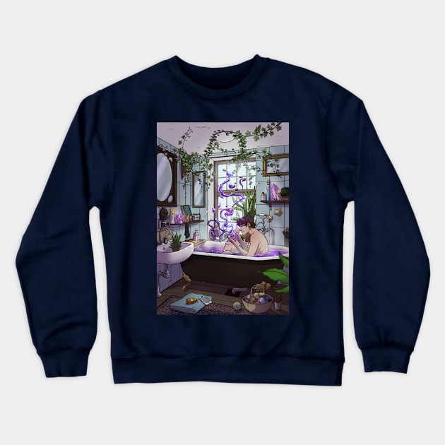 Modern Male Witch Bathroom Crewneck Sweatshirt by Brenna-Ivy Art